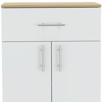 34" Light Oak and White Pantry Cabinet