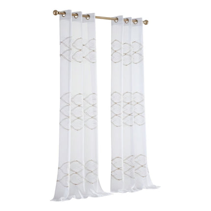 Set of Two 84"  Gold Wave Embroidered Window Panels