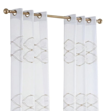 Set of Two 84"  Gold Wave Embroidered Window Panels