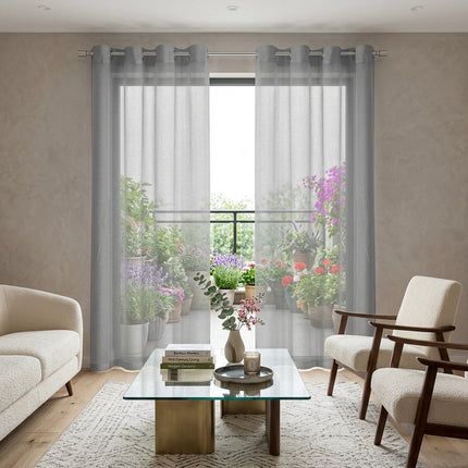 Set of Two 84"  Silver Solid Modern Window Panels