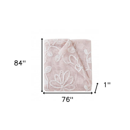 Set of Two 84"  Blush Floral Embroidered Window Panels