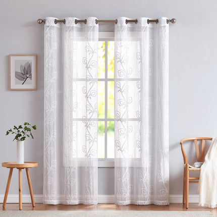 Set of Two 84"  Blush Boho Embroidered Window Panels