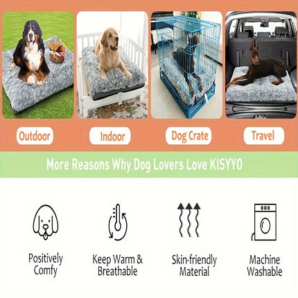 Orthopedic Dog Bed for Medium & Large Dogs - Plush Blue Faux Fur Pet Bed with High