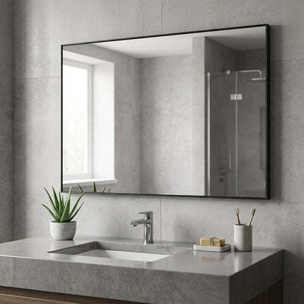 59" Black Metal Freestanding Framed Standing Mirror