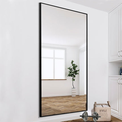 71" Black Metal Freestanding Framed Standing Mirror
