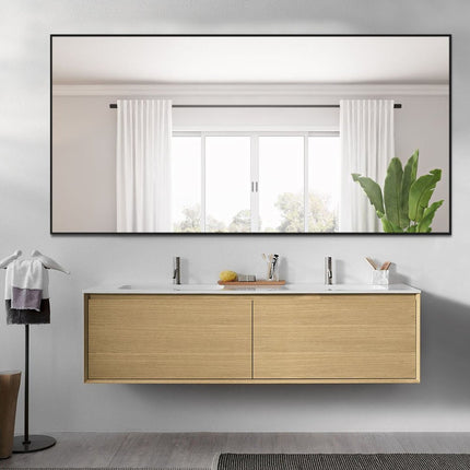 71" Black Metal Freestanding Framed Standing Mirror