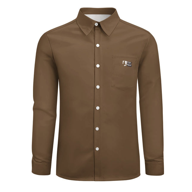Peach Velvet Casual One Pocket Long Sleeve Shirt