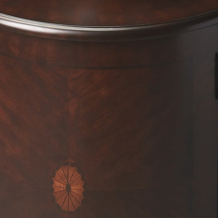24" Dark Brown Wood Round Drum End Table