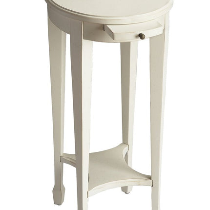 26" White Oval End Table With Shelf