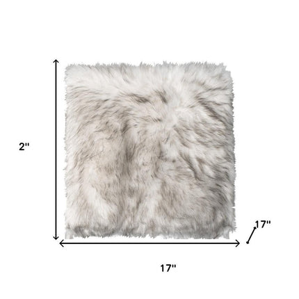 Set Of Two 17" X 17"  Ombre Grey Faux Fur Dining Chair Cushion Pads