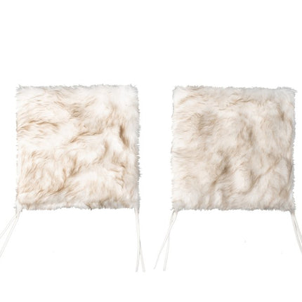 Set Of Two 17" X 17" Gradient Tan Faux Fur Dining Chair Pad