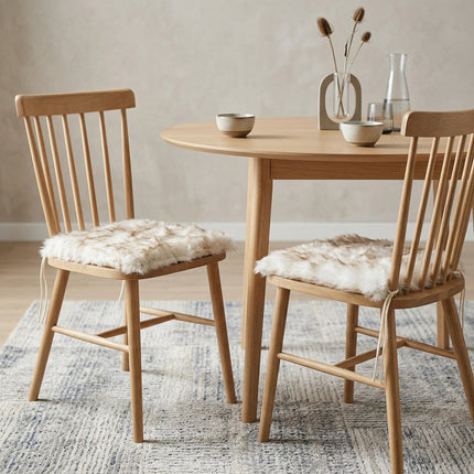 Set Of Two 17" X 17" Gradient Tan Faux Fur Dining Chair Pad