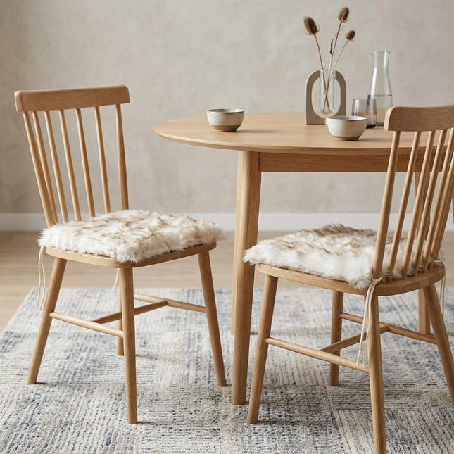 Set Of Two 17" X 17" Gradient Tan Faux Fur Dining Chair Pad