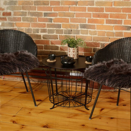 Set of Two 17" Chocolate Faux Fur Dining Chair Pads