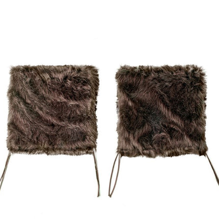 Set of Two 17" Chocolate Faux Fur Dining Chair Pads