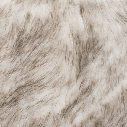 Set of Two 17" Ivory and Brown Faux Fur Dining Chair Pads