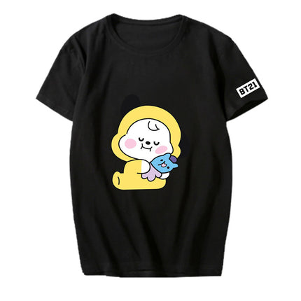 Bulletproof Youth League Q Version Cartoon Animation Around Short-Sleeved T-Shirt Men And Women Tops Summer Clothes