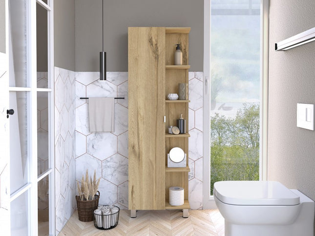 62" Oak Wood Pantry Or Storage Closet
