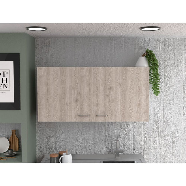 39" Oak Wood Wall Mounted Accent Cabinet With Two Doors
