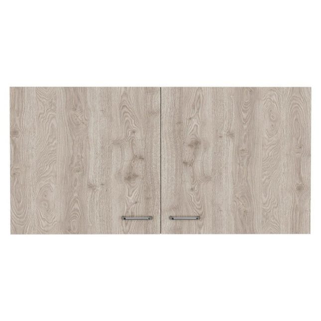 39" Oak Wood Wall Mounted Accent Cabinet With Two Doors