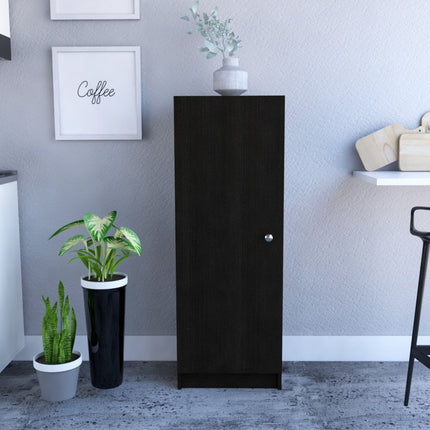 47" Black Wood Pantry Or Storage Closet