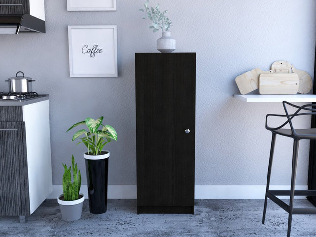 47" Black Wood Pantry Or Storage Closet