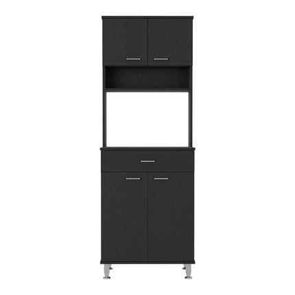 67" Black Wood Four Door Pantry Or Storage Closet