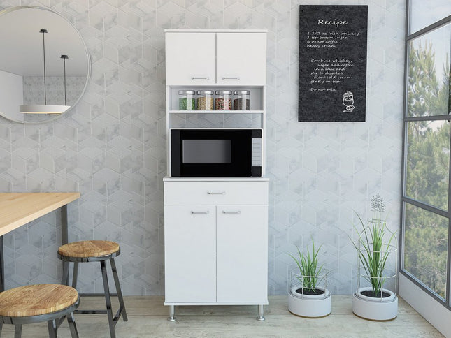 67" White Wood Four Door Pantry Or Storage Closet
