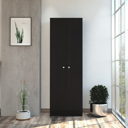 71" Black Wood Pantry Or Storage Closet