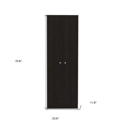 71" Black Wood Pantry Or Storage Closet