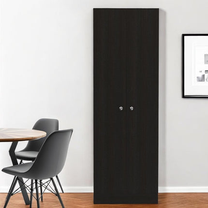 71" Black Wood Pantry Or Storage Closet