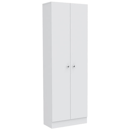 71" White Wood Two Door Pantry Or Storage Closet