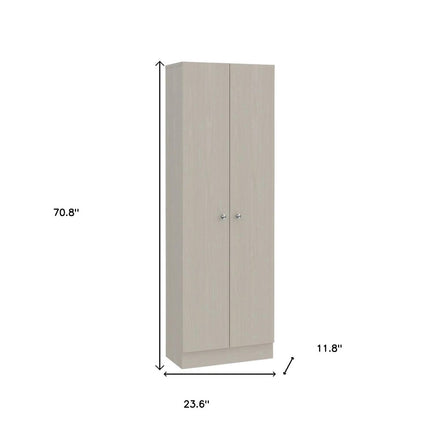 71" Light Gray Wood Pantry Or Storage Closet