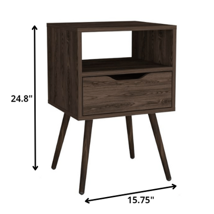 25" Wood One Drawer Nightstand