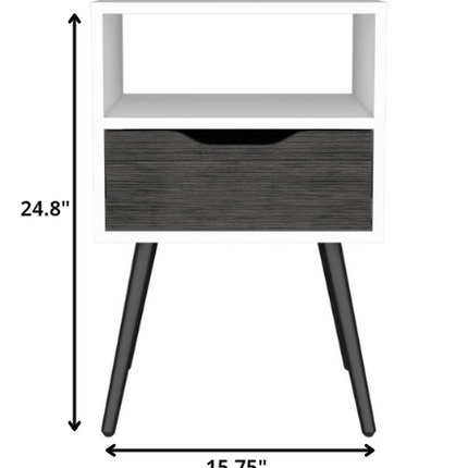 25" Wood One Drawer Nightstand