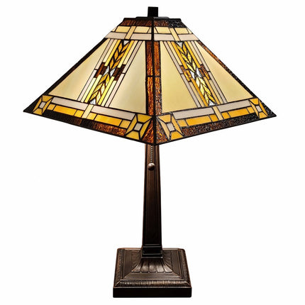 22" Dark Brown Metal Two Light Candlestick Table Lamp With Beige Shade