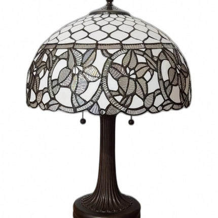 23" Dark Brown Metal Two Light Candlestick Table Lamp With White Shade