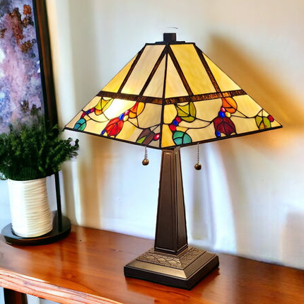 22" Dark Brown Metal Two Light Candlestick Table Lamp With White Shade