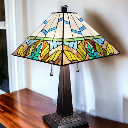 22" Dark Brown Metal Two Light Candlestick Table Lamp With White Shade