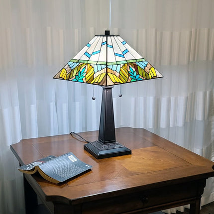 22" Dark Brown Metal Two Light Candlestick Table Lamp With White Shade