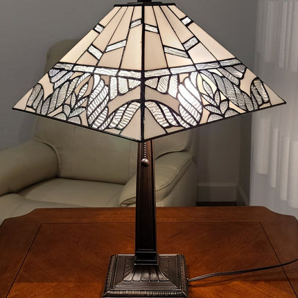 22" Dark Brown Metal Two Light Candlestick Table Lamp With White Shade
