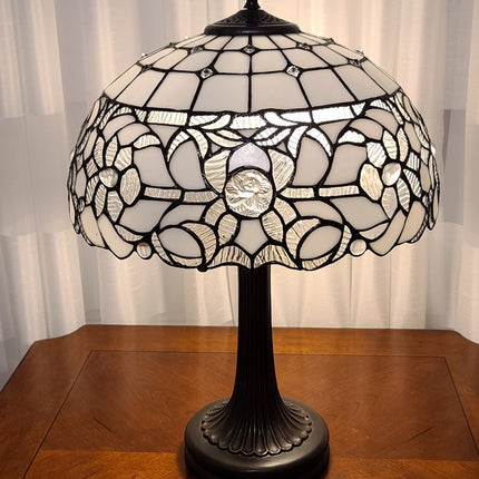 23" Dark Brown Metal Two Light Candlestick Table Lamp With White Shade