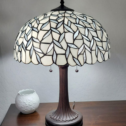 23" Dark Brown Metal Two Light Candlestick Table Lamp With White Shade