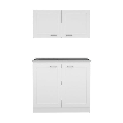 42" Black and White Wood Accent Cabinet Set With Four Doors