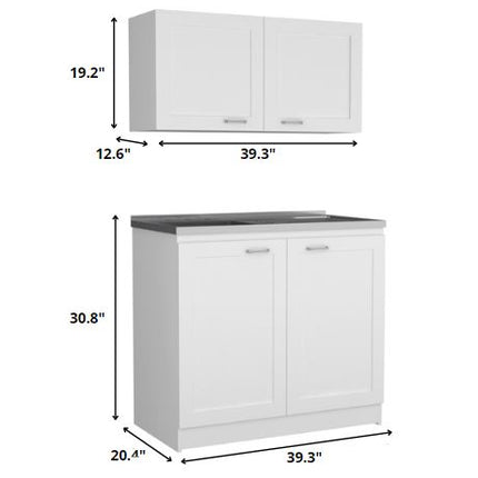 42" Black and White Wood Accent Cabinet Set With Four Doors