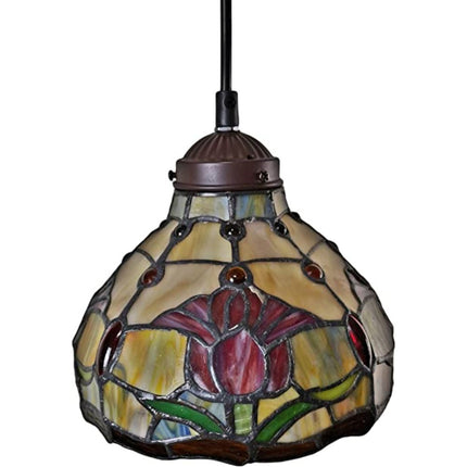 Red And White Unique Statement Tiffany Glass Dimmable Chandelier With Red And White Shades