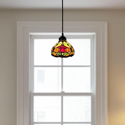 Red And White Unique Statement Tiffany Glass Dimmable Chandelier With Red And White Shades