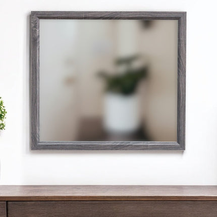 35" Dark Gray Wood Framed Accent Mirror