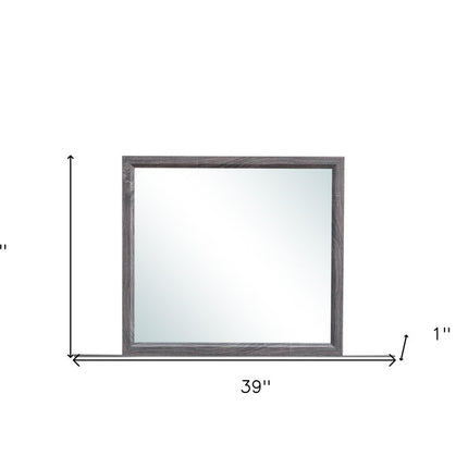 35" Dark Gray Wood Framed Accent Mirror