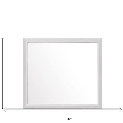 35" White Framed Dresser Mirror